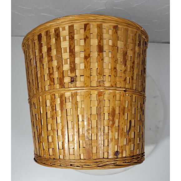 Vintage Wicker Basket 9" Tall Handmade Woven Rattan Bamboo Boho Rustic Decor - Picture 4 of 16